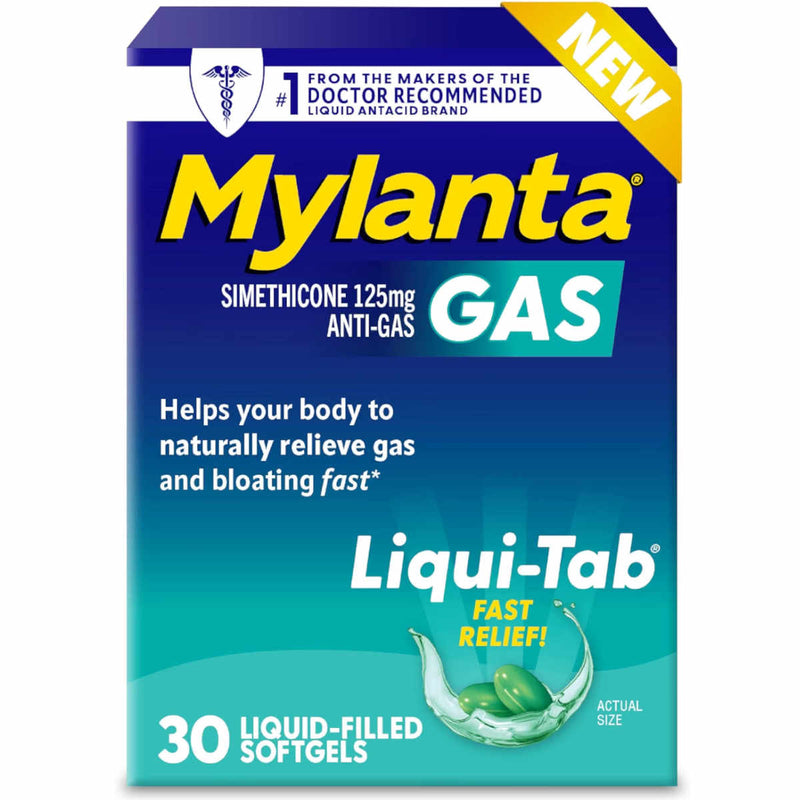 Mylanta Gas Liqui-Tab Softgels 125mg Simethicone 30 Count | UK