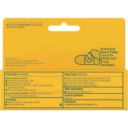 The back of a Neosporin plus lidocaine packet, showing yellow and teal sections with product information, directions, usage instructions and drug facts