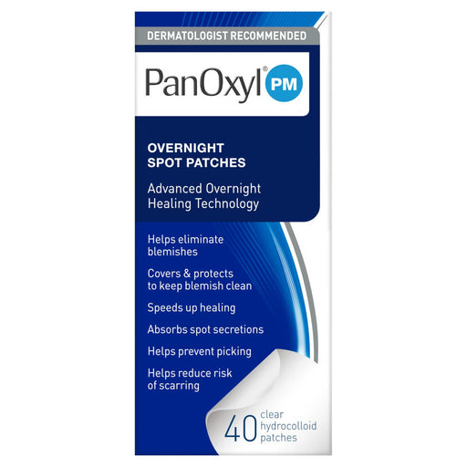 Panoxyl PM Overnight Spot Patches 40 Count In Front Of White Background