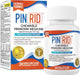 PINRID 24 chewable pinworm medicine packaging with bottle and box on a white background