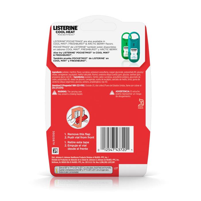 LISTERINE POCKETPAKS Cool Heat Oral Care Breath Strips 72 Pack UK