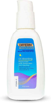 Differin Oil Absorbing Moisturizer with Sunscreen- Broad Spectrum UVA/UVB SPF 30, 4oz