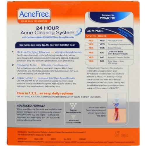 AcneFree Oil Free 24 HR Acne Treatment Kit, 3 Step Acne Clearing System