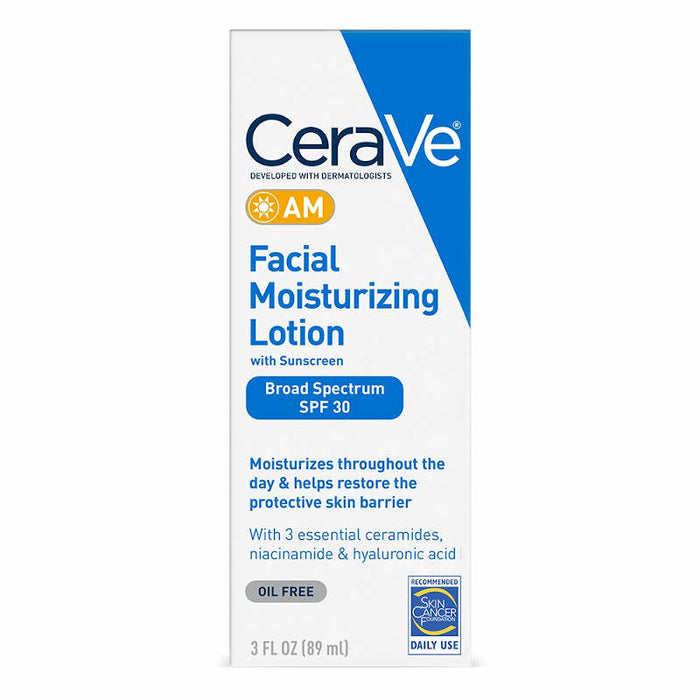 CeraVe AM Facial Moisturizing Lotion SPF 30 outer packaging in front of white background