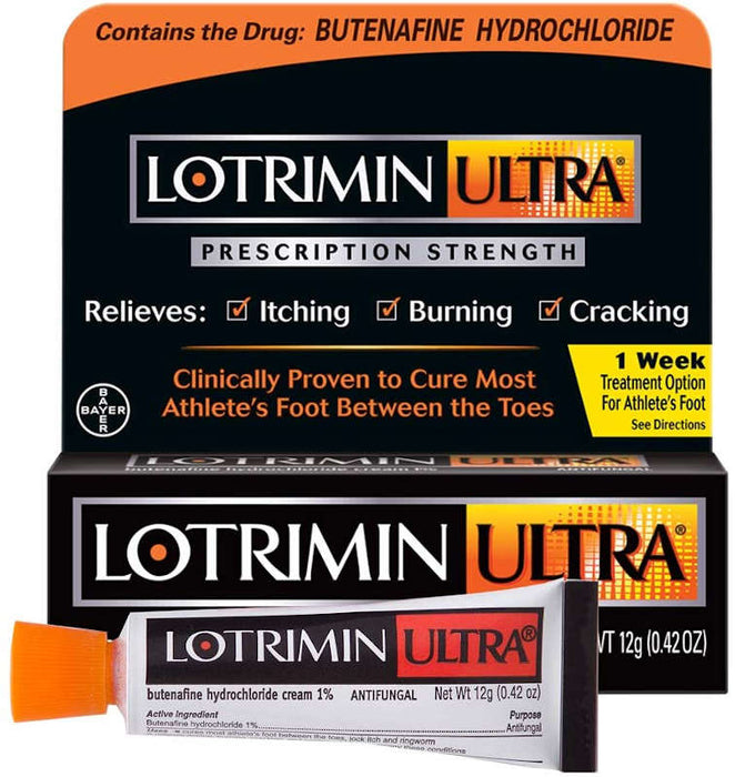Lotrimin Ultra Antifungal Foot Cream In Front Of  White Background 0.42 Oz