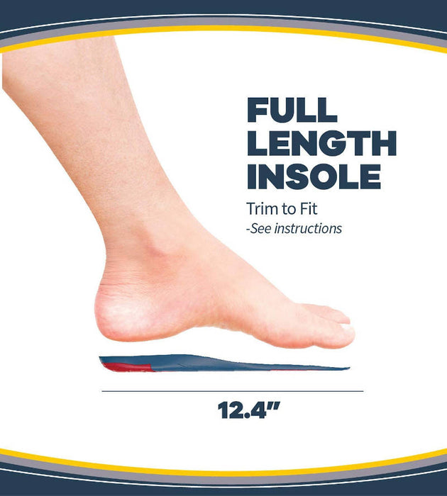 Dr. Scholl's Pain Relief Orthotics For Sore Soles - Banner - full length insole, trim to side with example of somebody's foot