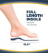 Dr. Scholl's Pain Relief  Orthotics For Lower Back Pain banner showing how the product is a full length shoe insole.  Instructions read " Trim to fit"