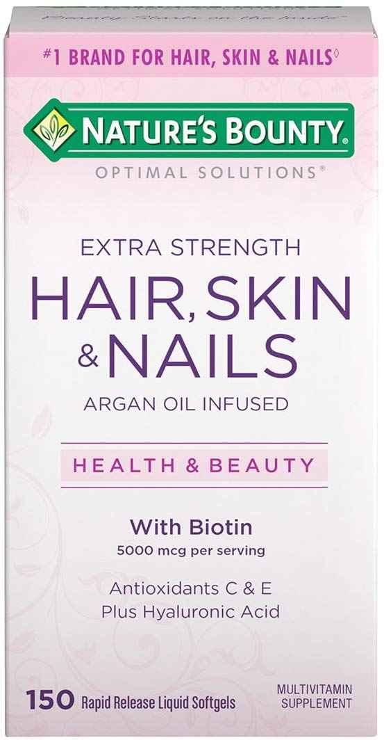 Nature's Bounty Extra Strength Hair, Skin & Nails Biotin Argan Oil Infused Rapid Release Liquid Softgels UK