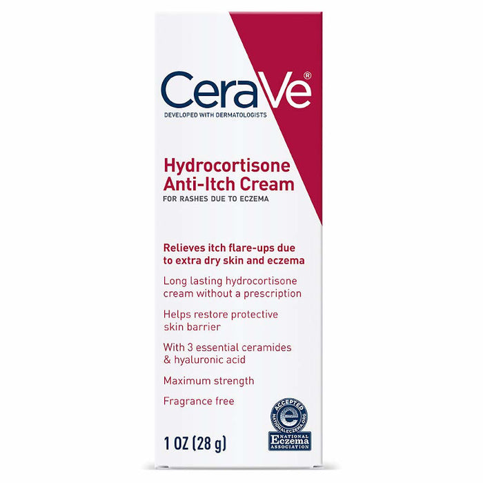 CeraVe Hydrocortisone 1% Dry Skin & Itch Relief Eczema Treatment & Cream 1 oz - Image of product outer packaging