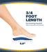 Dr. Scholl's Pain Relief Orthotics for Arch Pain banner stating that the product is 3/4 length and requires no trimming