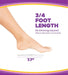 Dr. Scholl's Stylish Step High Heel Pain Relief Insoles banner showing a womans foot above an insole with text that reads "3/4 foot length, No trimming required".