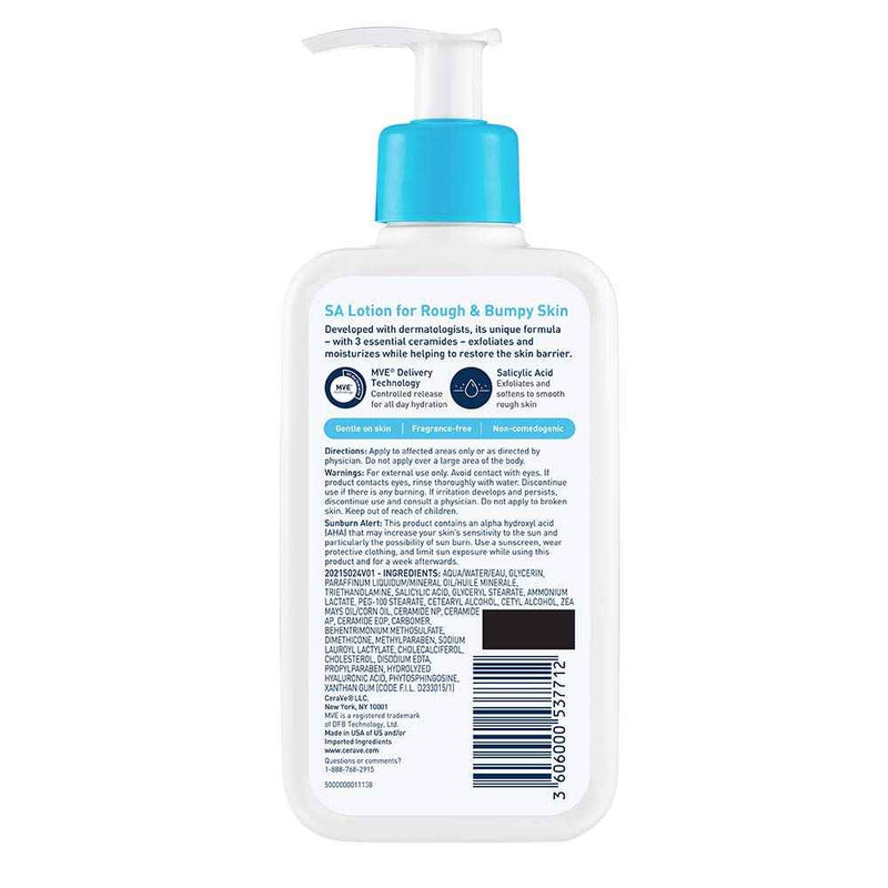 CeraVe SA Lotion for Rough & Bumpy Skin | 8 Ounce | Vitamin D, Hyaluronic Acid, Salicylic Acid & Lactic Acid Lotion | Fragrance Free