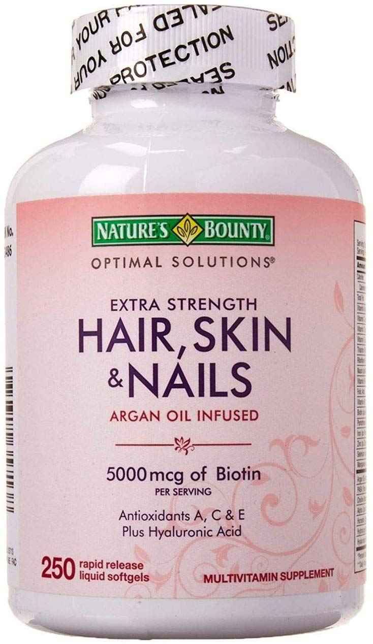 Nature's Bounty Extra Strength Hair, Skin & Nails Biotin Argan Oil Infused Rapid Release Liquid Softgels UK