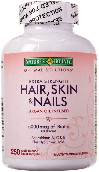 Nature's Bounty Extra Strength Hair, Skin & Nails Biotin Argan Oil Infused Rapid Release Liquid Softgels UK