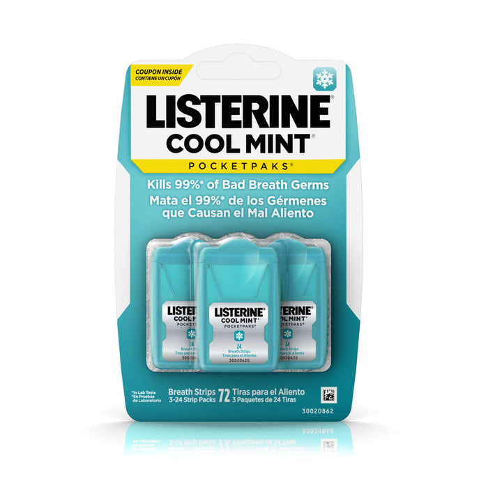 LISTERINE POCKETPAKS Cool Mint Oral Care Breath Strips72-Strip Pack UK