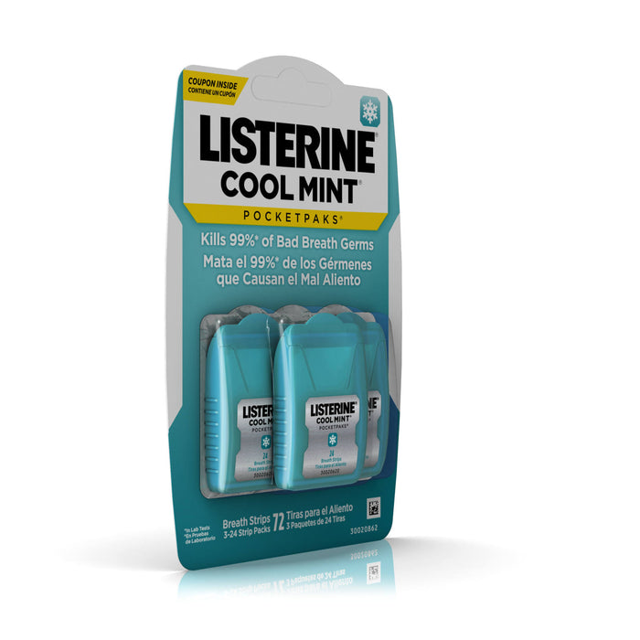 LISTERINE POCKETPAKS Cool Mint Oral Care Breath Strips72-Strip Pack UK