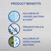 Lysol Disinfectant & Antibacterial Spray, Lemon Breeze Scent, 19 Oz banner listing "product benefits"