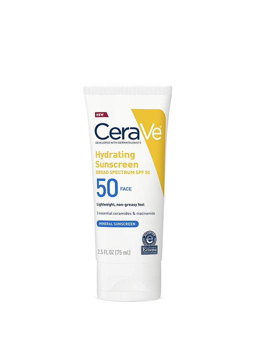 Image Of CeraVe Hydrating Face SPF 50 Mineral Sunscreen bottle
