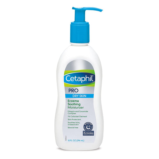 Cetaphil Pro Eczema Soothing Moisturizer 10 oz bottle in front of white background