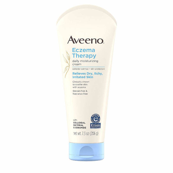 Aveeno Eczema Therapy  Daily Moisturizing Cream 7.3 oz bottle in front of white background