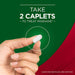 Excedrin Migraine Caplets Banner, showing a person holding a pill with instructions to take 2 caplets to treat migraine.