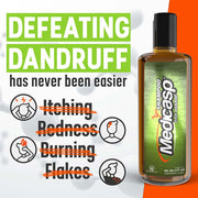 Medicasp Coal Tar Shampoo 6 Oz Banner That Reads - defeating Dandruff Has Never Been Easier