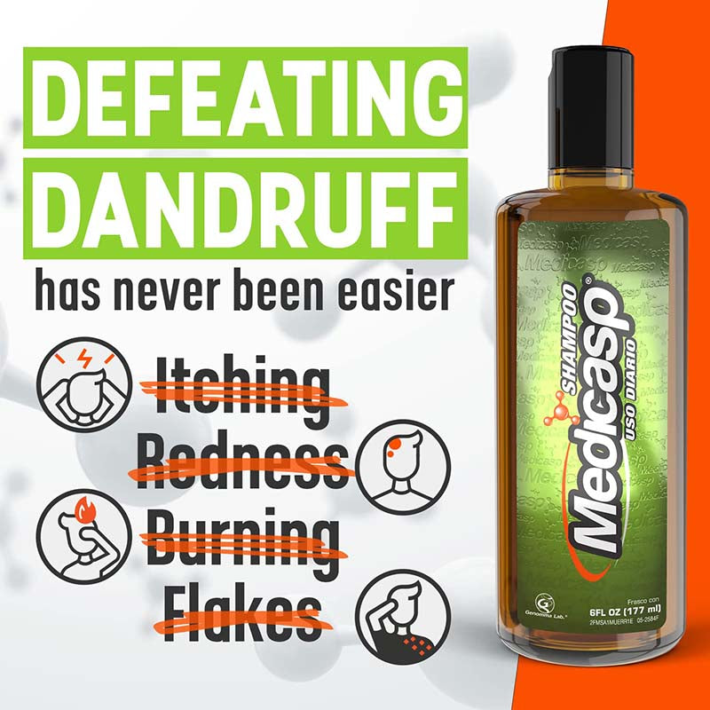 Medicasp Coal Tar Shampoo 6 Oz Banner That Reads - defeating Dandruff Has Never Been Easier