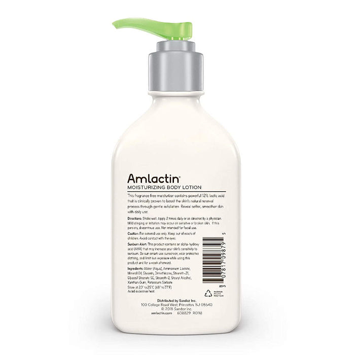AmLactin Alpha-Hydroxy Therapy Daily Moisturizing Body Lotion 7.9 oz  usage instructions on reverse of product bottle