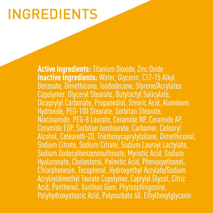 image of CeraVe Hydrating Face SPF 50 Mineral Sunscreen ingredients list