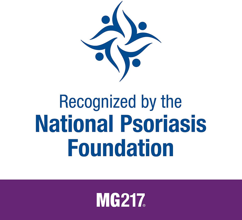 MG217 Psoriasis Multi-Symptom Moisturizing Cream 3.5 Fl Oz Banner that reads - Recognized by the National Psoriasis Foundation.