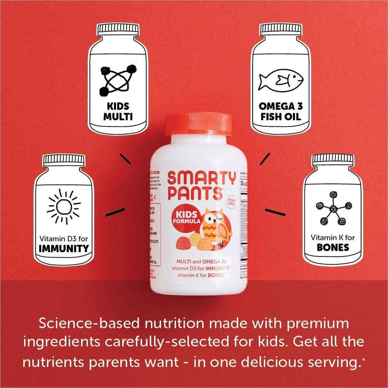 SmartyPants Kids Formula Daily Gummy Multivitamin: Vitamin C, D3, and Zinc for Immunity, Gluten Free, Omega 3 Fish Oil (DHA/EPA), Vitamin B6, Methyl B12, 120 Count UK
