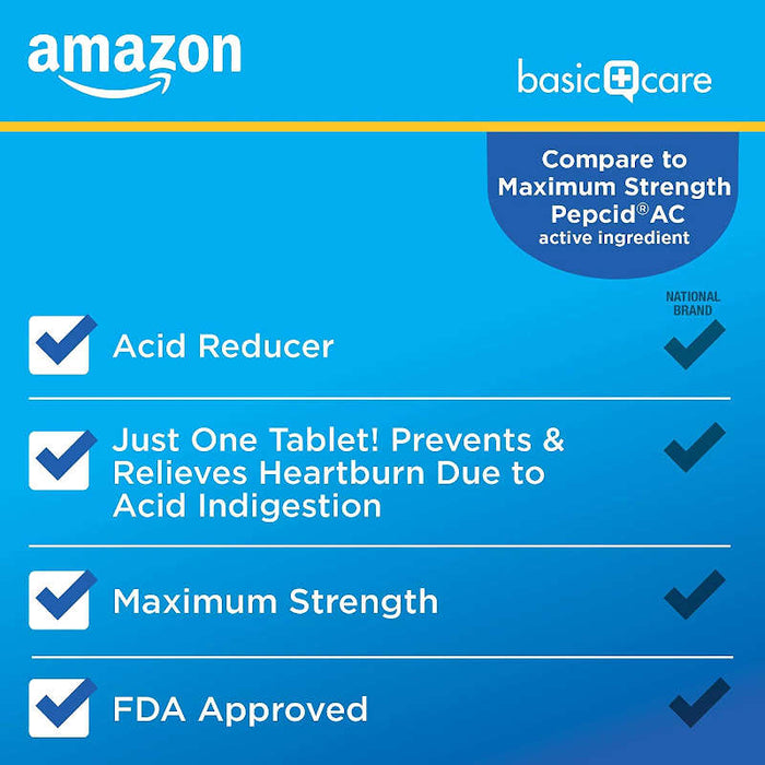 Amazon Basic Care 20mg Famotidine Tables banner