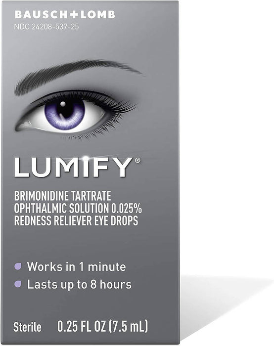 Lumify Eye Drops UK Redness Reliver Eye Drops 7.5ml  outer packaging box in front of white background