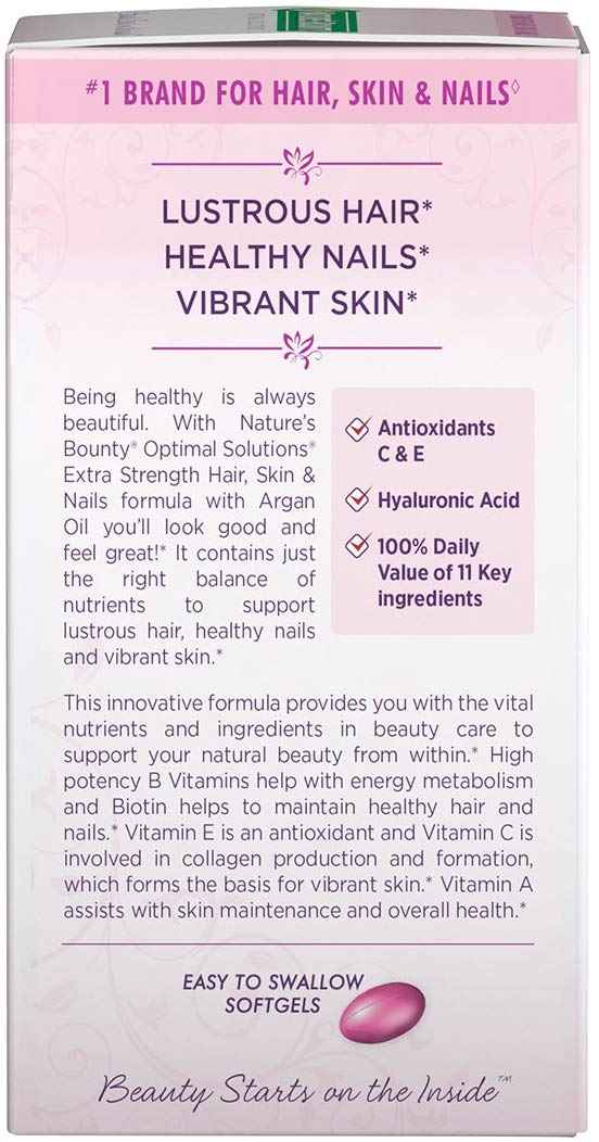Nature's Bounty Extra Strength Hair, Skin & Nails Biotin Argan Oil Infused Rapid Release Liquid Softgels UK
