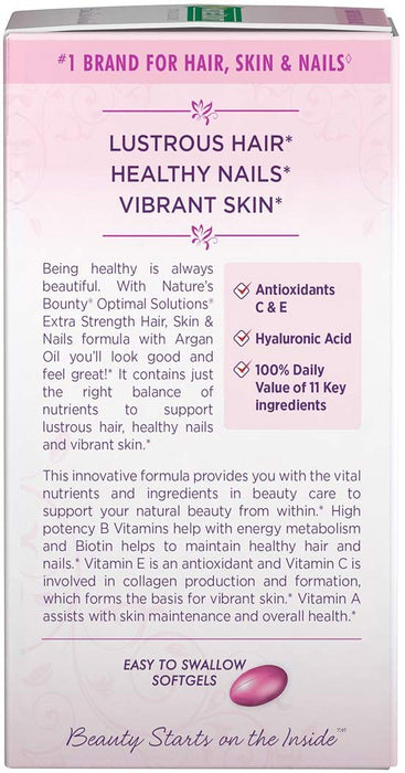 Nature's Bounty Extra Strength Hair, Skin & Nails Biotin Argan Oil Infused Rapid Release Liquid Softgels UK