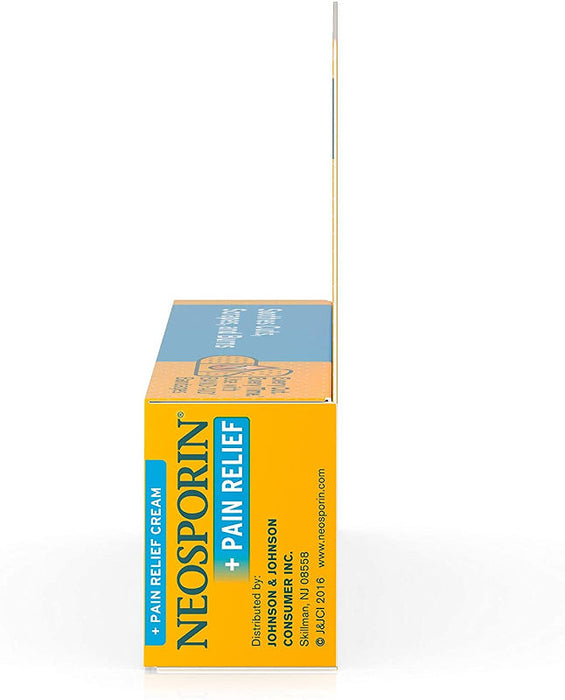 Neosporin + Pain Relief Dual Action Cream, 1 Oz side angle view of outer packaging