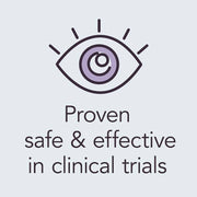 Lumify Eye Drops UK Redness Reliver Eye Drops Banner showing a drawing of an eye ball with the slogan Proven, Safe & Effective in clinical trials