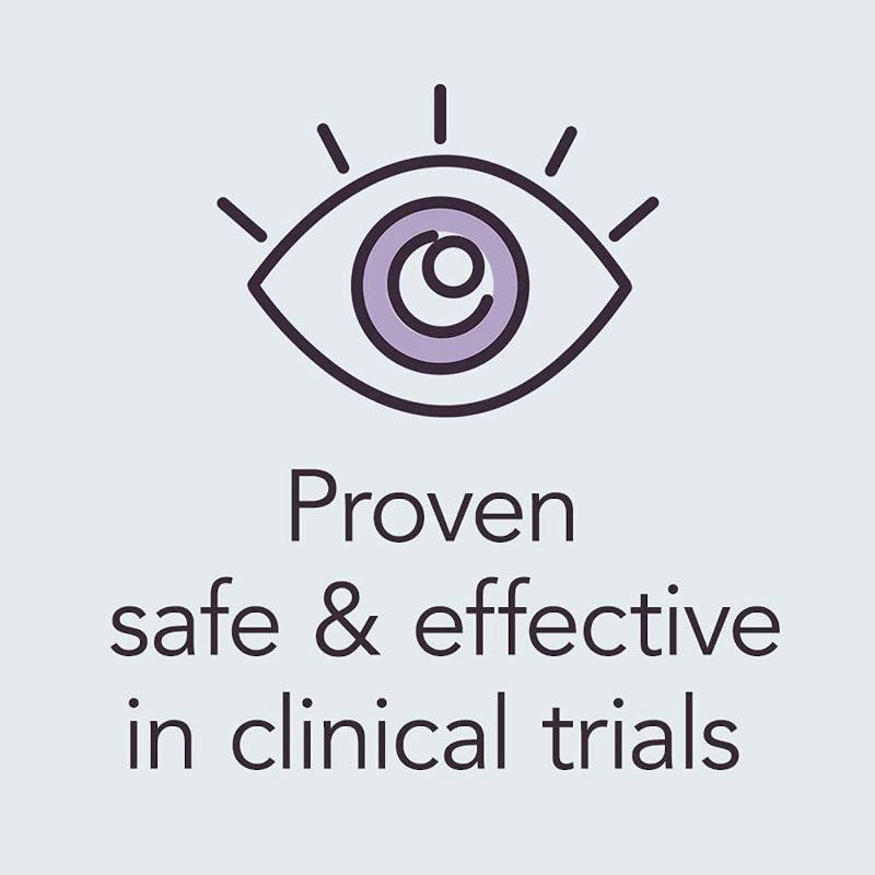 Lumify Eye Drops UK Redness Reliver Eye Drops Banner showing a drawing of an eye ball with the slogan Proven, Safe & Effective in clinical trials