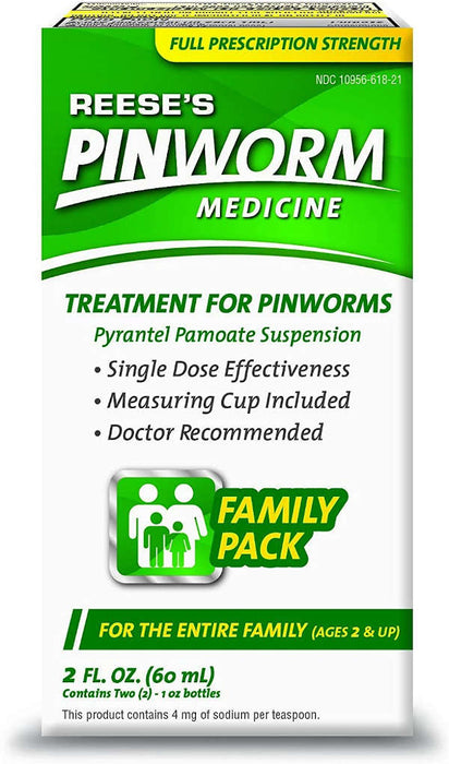 Reese's Pinworm Medicine 2 Oz In Front Of White Background.