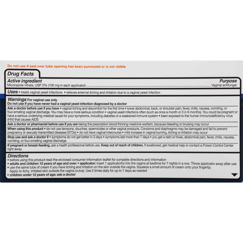 Equate Miconazole 7 Vaginal Cream with Disposable Applicators, 1.59 oz