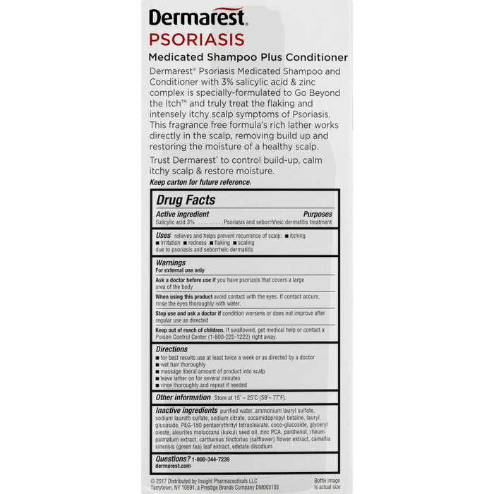 Dermarest Psoriasis Medicated Shampoo Plus Conditioner, 8 FL OZ