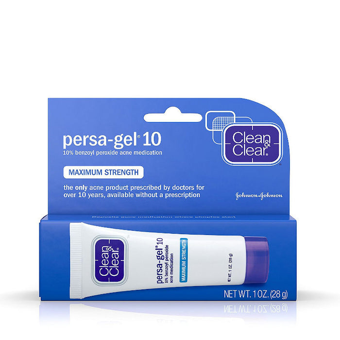 Clean & Clear Persa-Gel 10 front outer packaging close up image in front of white background