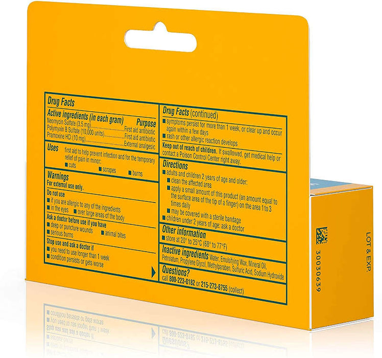 Neosporin + Pain Relief Dual Action Cream, 1 Oz reverse outer packaging image