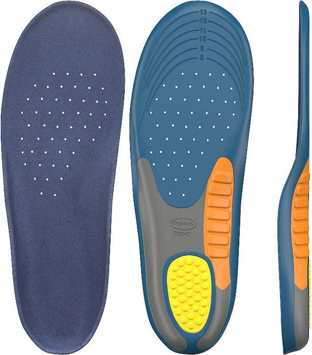Dr. Scholl's Heavy Duty Support Orthotics Insoles In Front Of White Background.