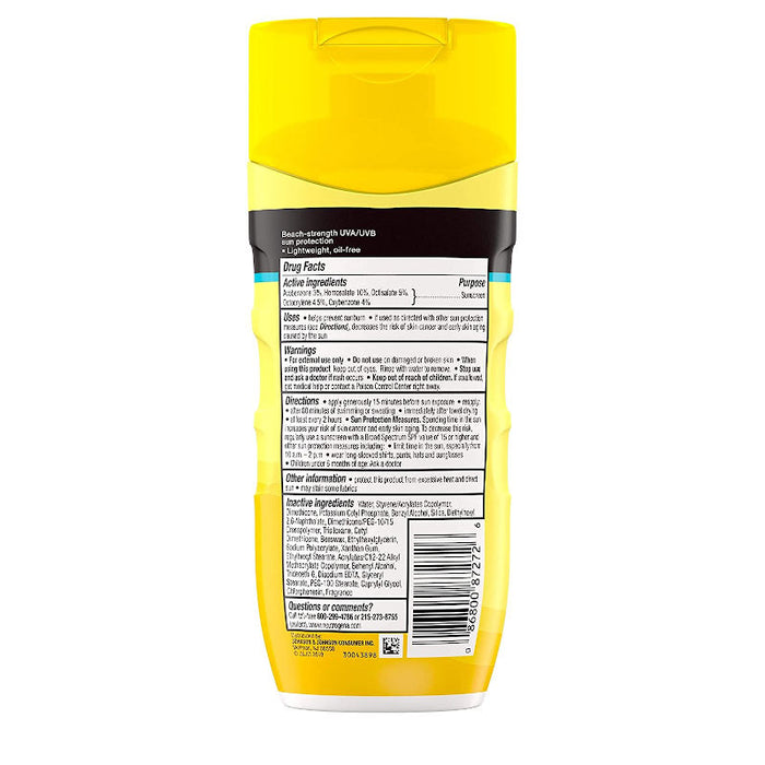Neutrogena Beach Defense Sunscreen Lotion SPF 70 Usage Instructions On Reverse Of Product Packaging.