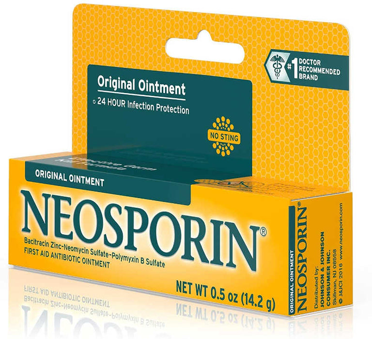 Neosporin Original First Aid Antibiotic Ointment image from the side of product outer packaging