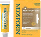Neosporin Pain Itch Scar Antibiotic Ointment 1 Oz Outer Packaging And Inner Tube In Front Of White Background.