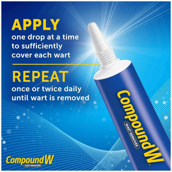 Compound W Wart Remover Gel banner showing product usage instructions.