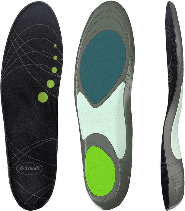 Dr. Scholl’s Athletic Series  Running Insoles for men shownfrom front, back and side angles