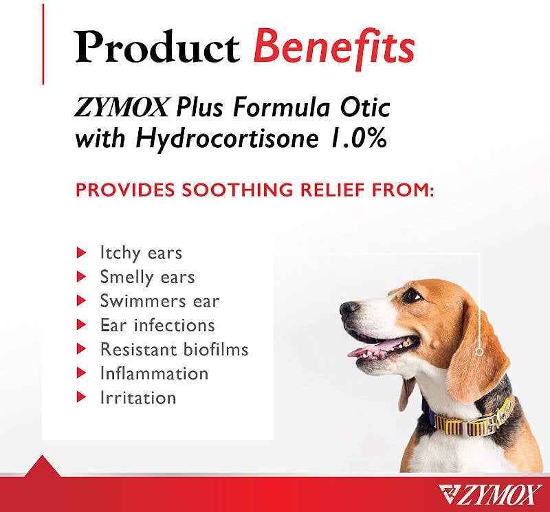 Zymox Plus Advanced Formula 1% Hydrocortisone Otic Dog & Cat Ear Solution, 1.25 oz